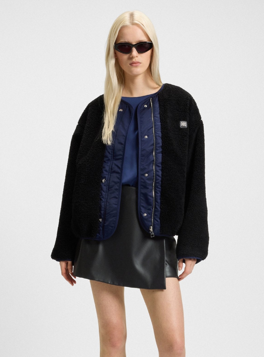 HUGO Wrap-Front Mini Skort In Faux Leather Hotia-1 - Black