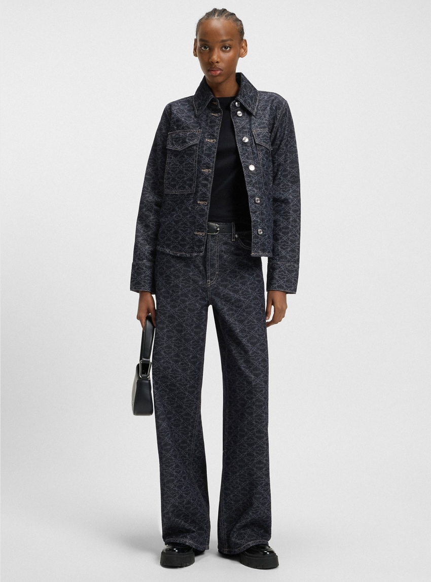 HUGO Super-Wide-Leg Jeans In Monogram Laser-Print Denim  937_13 - Denim