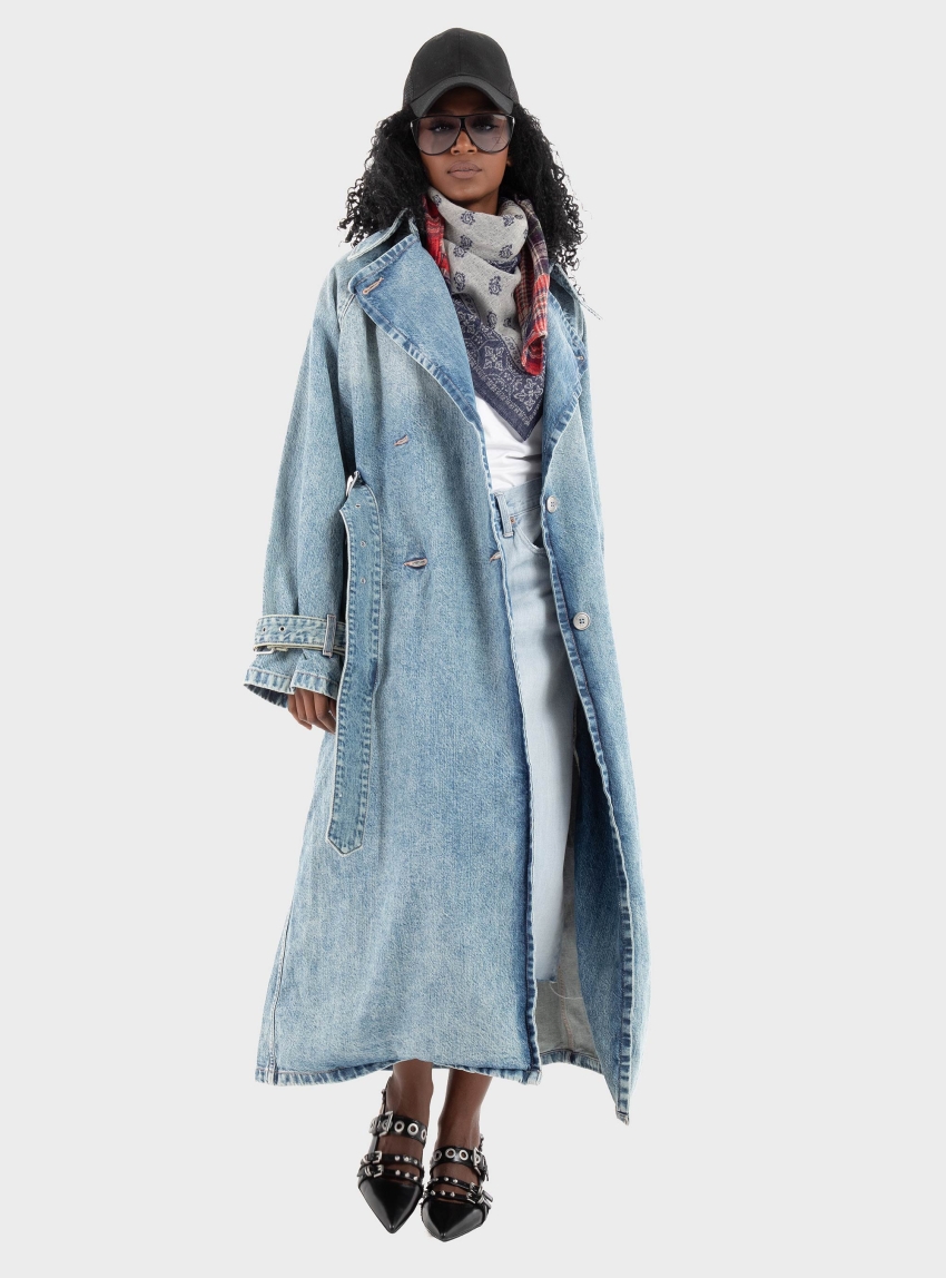 HUGO Denim Trenchcoat Garena_2_B - Medium Aged Denim