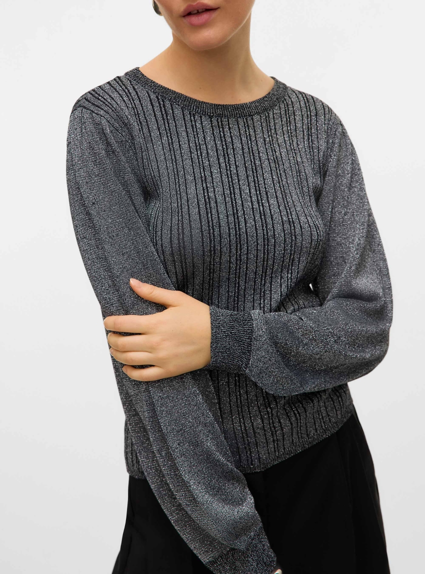 Vero Moda Talia O-Neck Lurex Pullover - Black