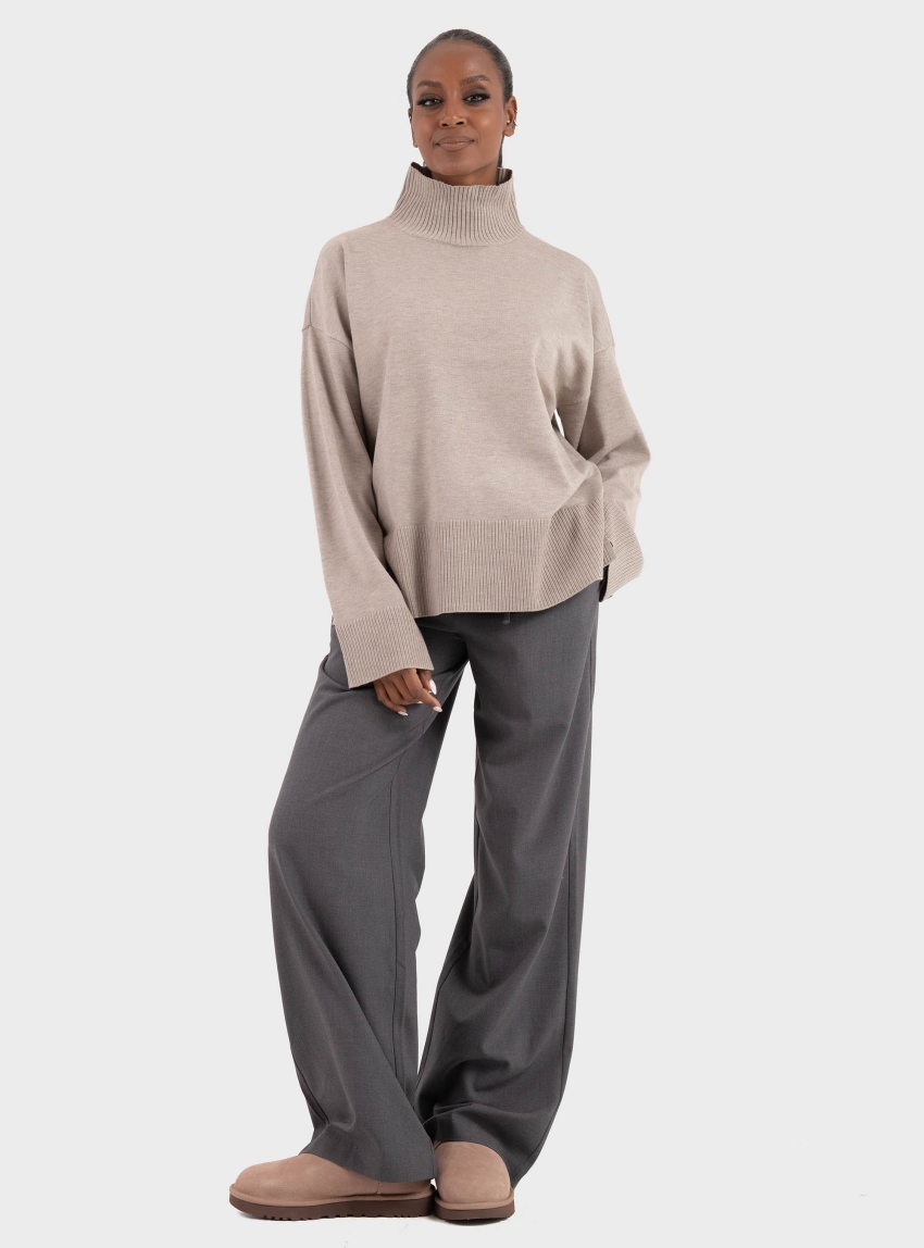 Vero Moda Milly Low Waist Wide String Pants - Dark Grey Melange