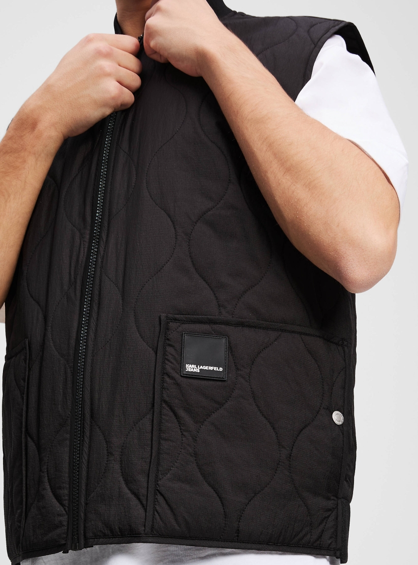 Karl Lagerfeld Jeans Lightweight Quilted Vest - Black