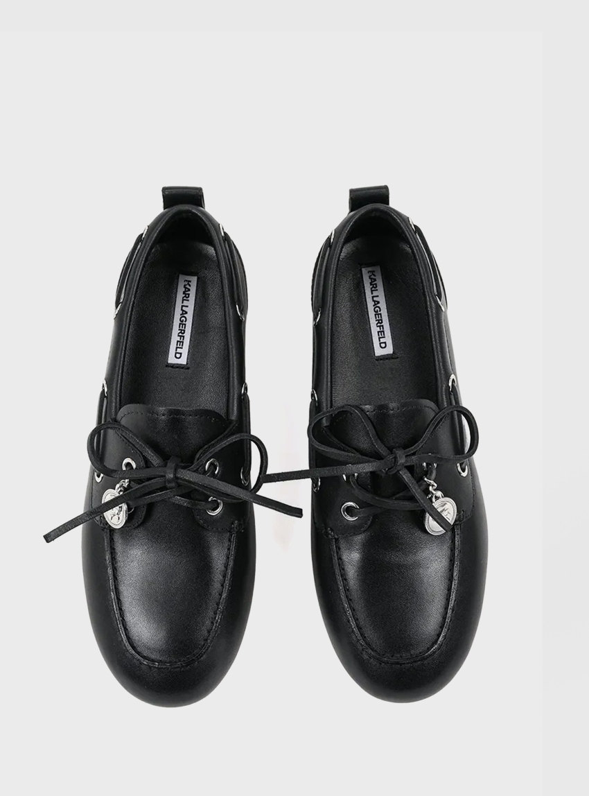 Karl Lagerfeld Marlee Two-Eye Tie Loafers - Black