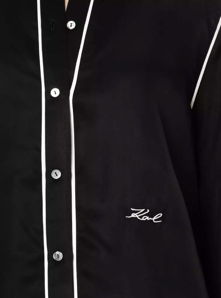 Karl Lagerfeld Contrast Piping Blouse - Black