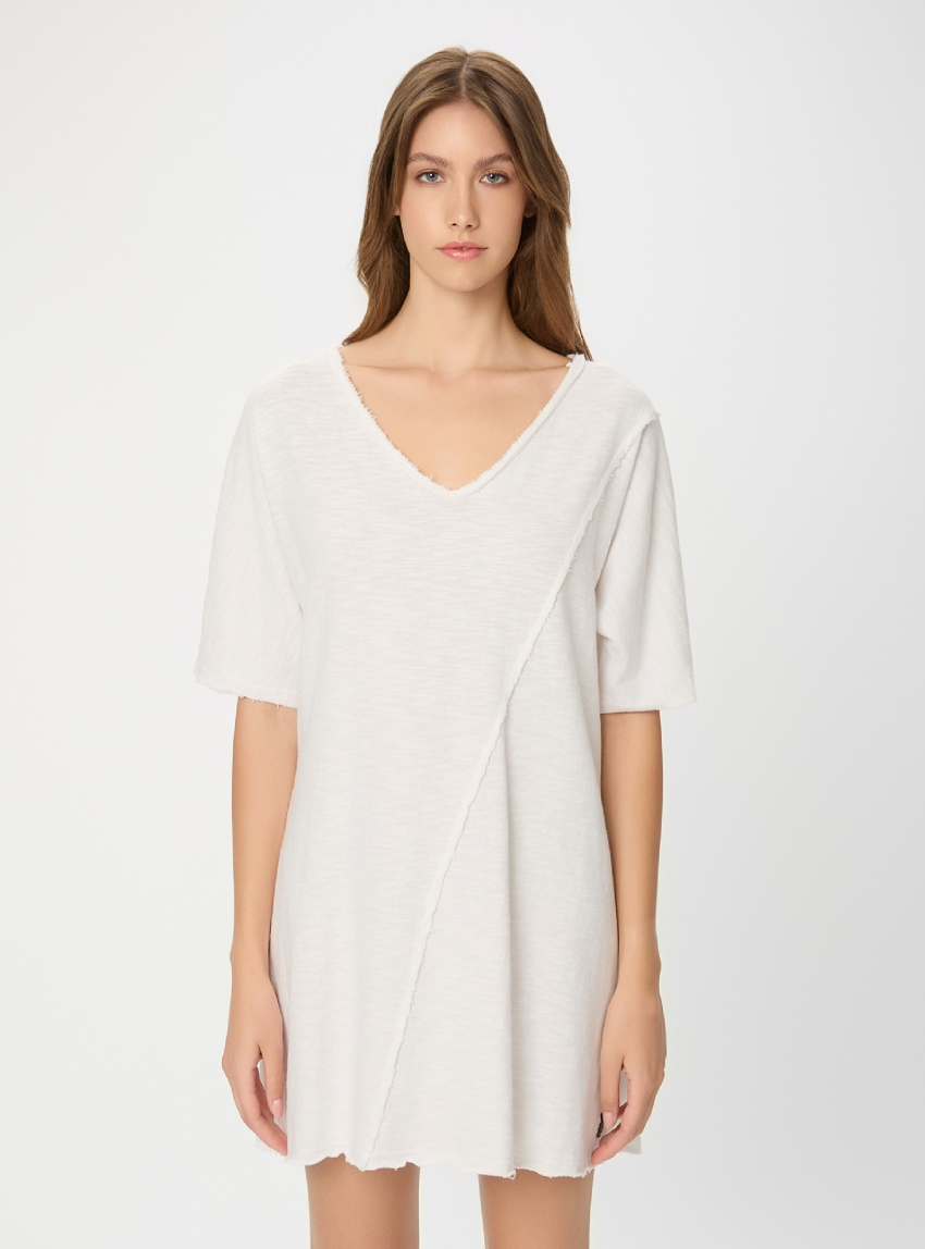 Dirty Laundry Relaxed Dress With Raw Edges - White