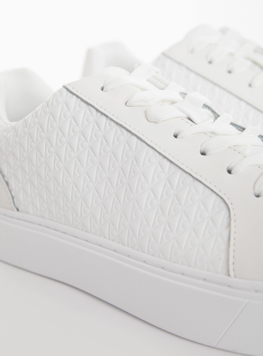 Calvin Klein Classic Cupsole Laceup Aop Sneakers - White