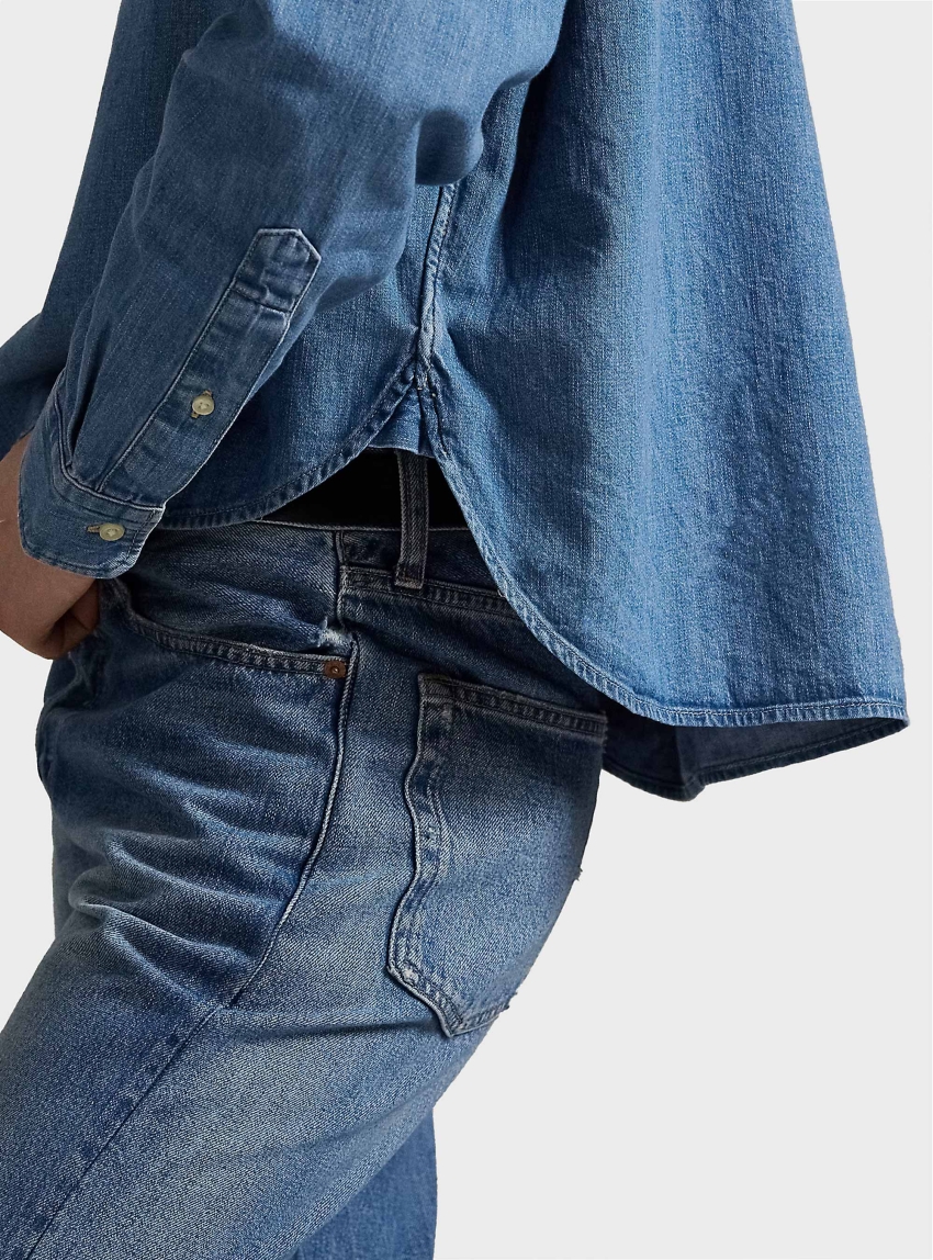 Polo Ralph Lauren Cropped Boxy Fit Shirt - Dark Aged Denim