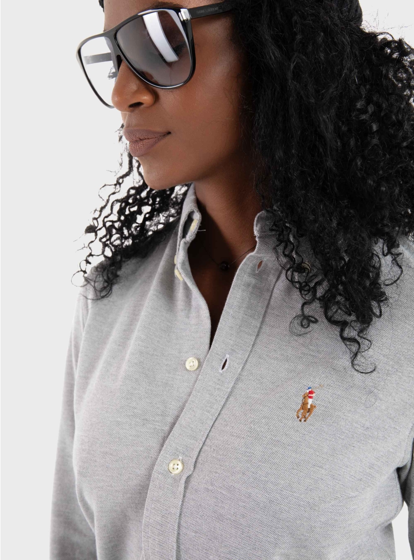 Polo Ralph Lauren Knit Cotton Oxford Shirt - Light Grey