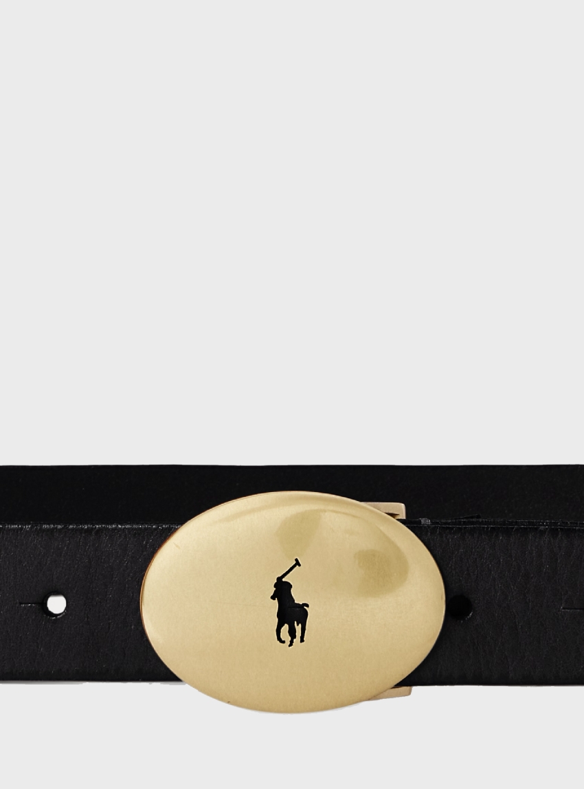 Polo Ralph Lauren Polo Id Oval-Buckle Vachetta Belt - Black
