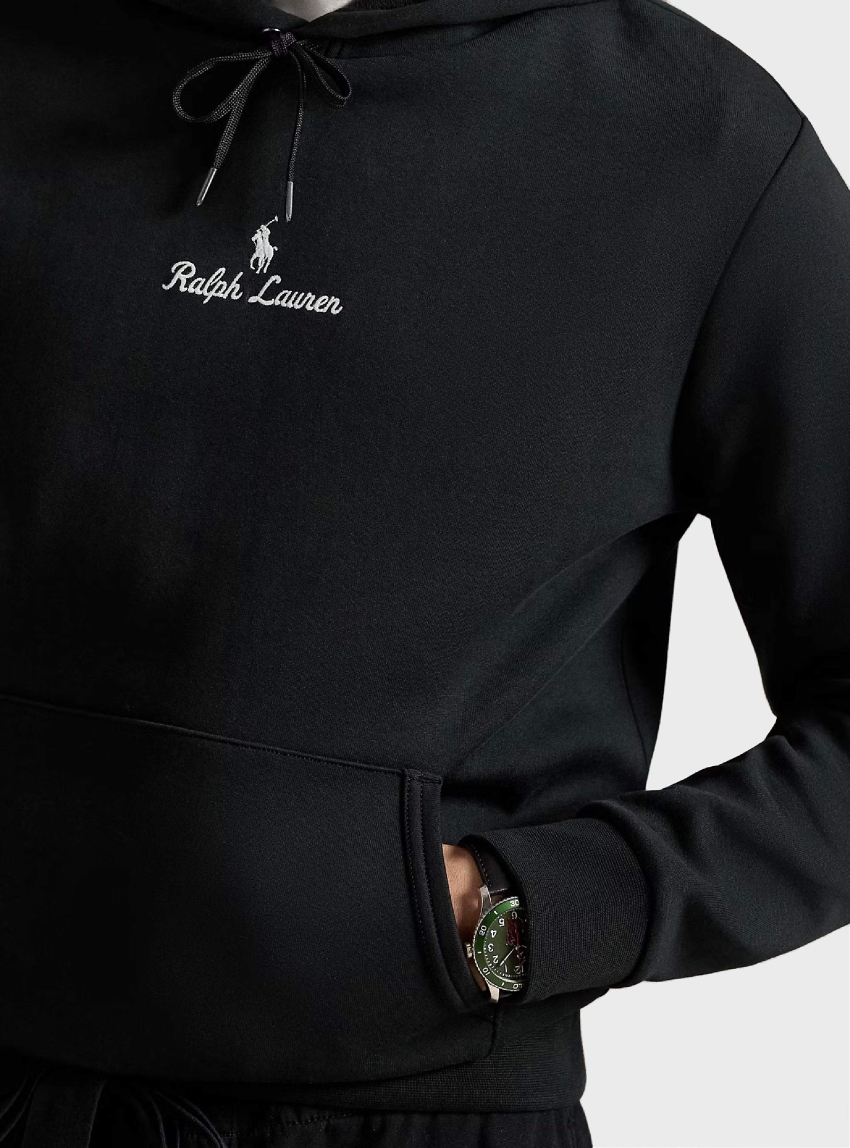 Polo Ralph Lauren Logo Double-Knit Hoodie - Black