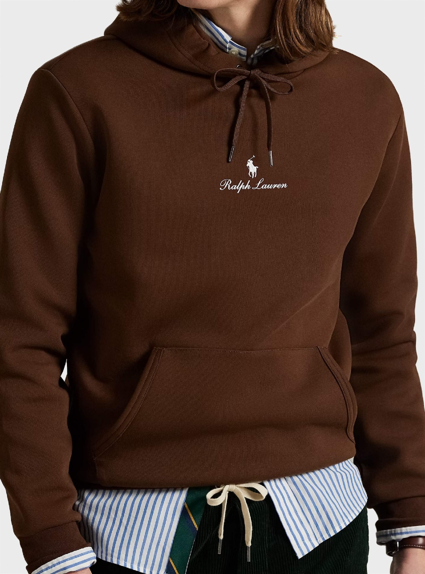 Polo Ralph Lauren Logo Double-Knit Hoodie - Dark Brown