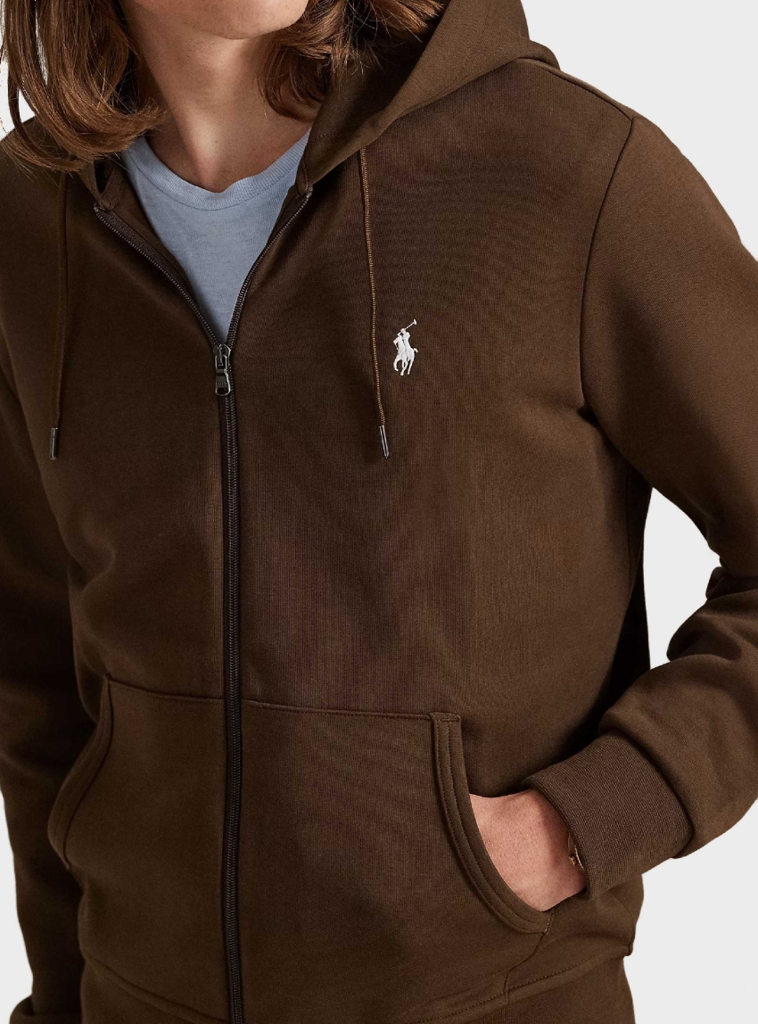 Polo Ralph Lauren Double-Knit Full-Zip Hoodie - Dark Brown