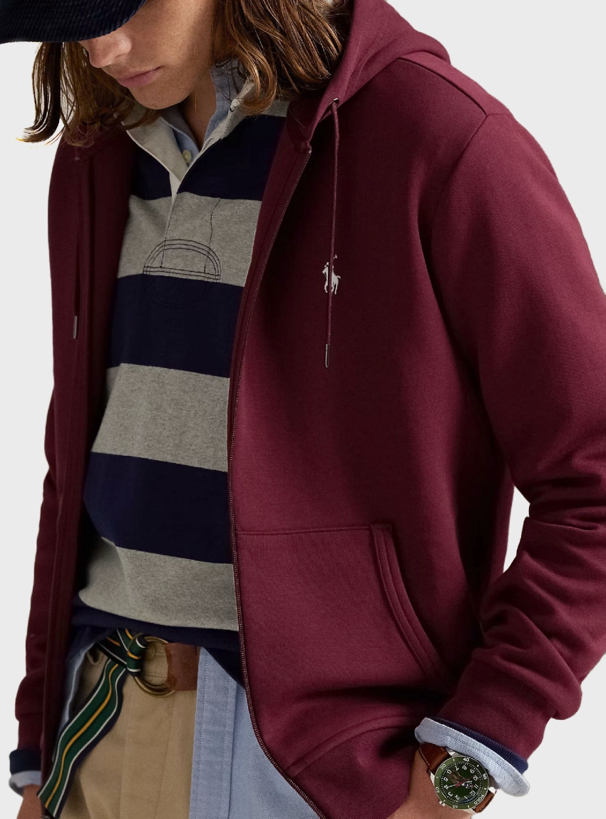 Polo Ralph Lauren Double-Knit Full-Zip Hoodie - Bordeaux