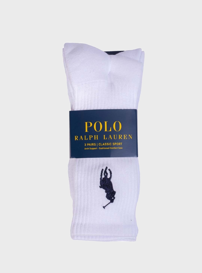 Polo Ralph Lauren Big Pony Crew Sock 3-Pack - White