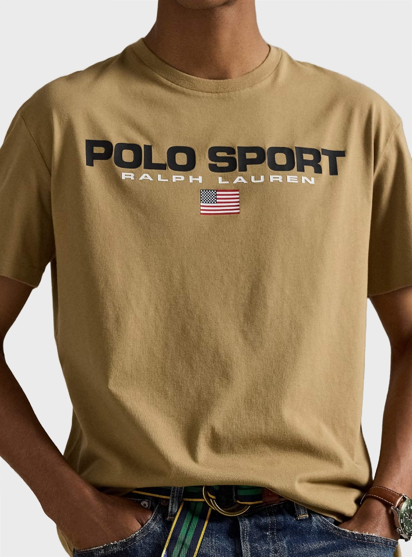 Polo Ralph Lauren Classic Fit Polo Sport Jersey T-Shirt - Dark Beige