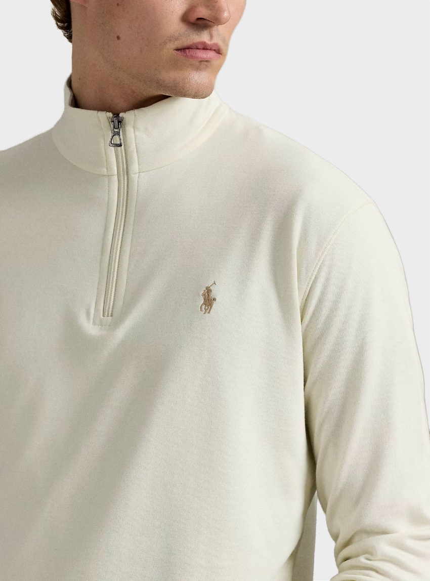Polo Ralph Lauren Luxury Jersey Quarter-Zip Pullover - Cream