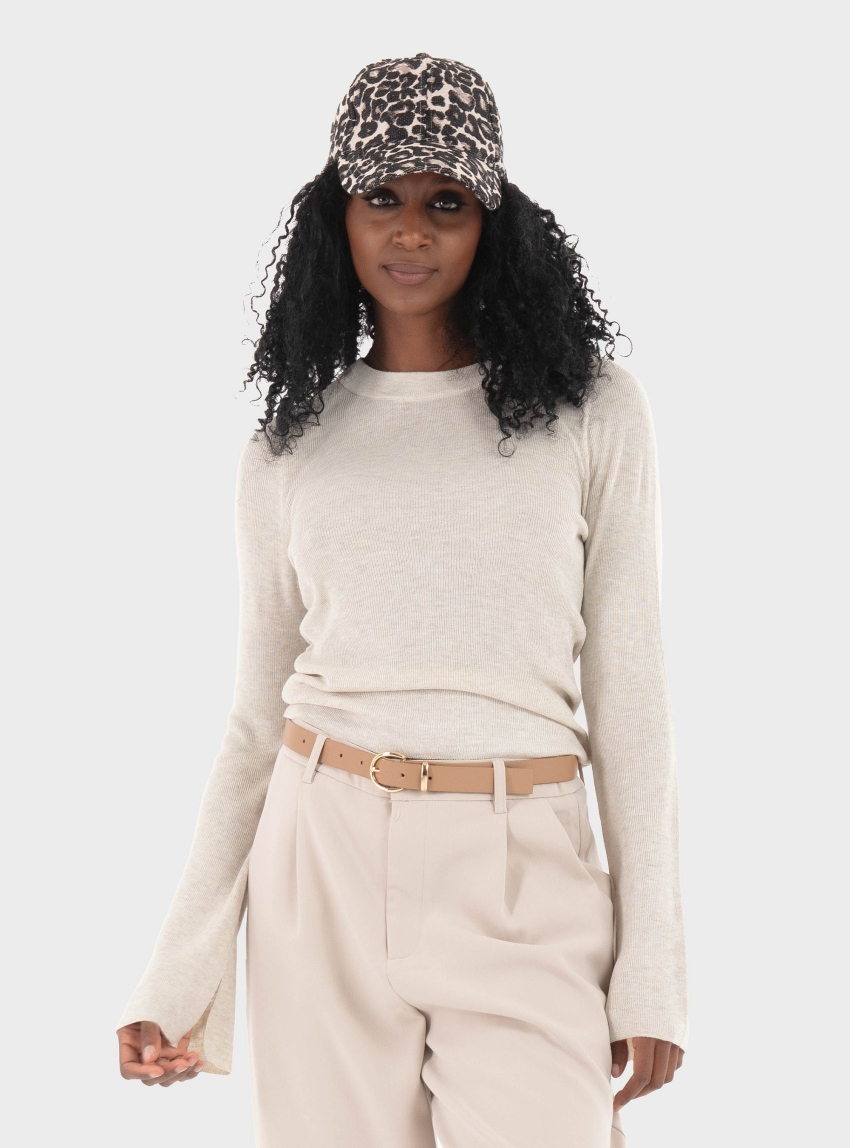 Only Tara Rib O-Neck Knit - Pumice Stone