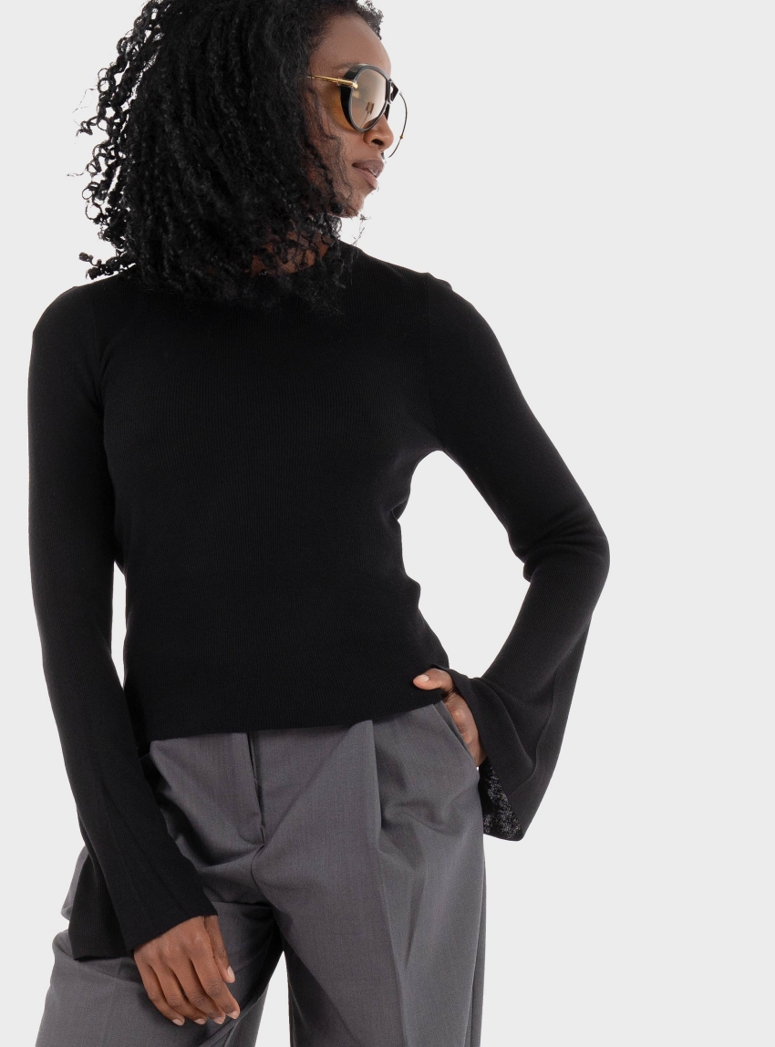 Only Tara Rib O-Neck Knit - Black