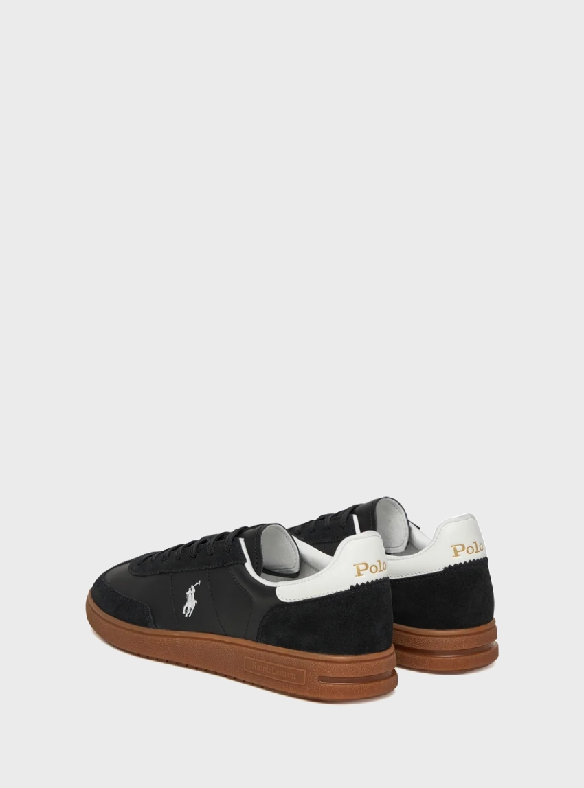 Polo Ralph Lauren Bedford Leather-Suede Trainers - Black