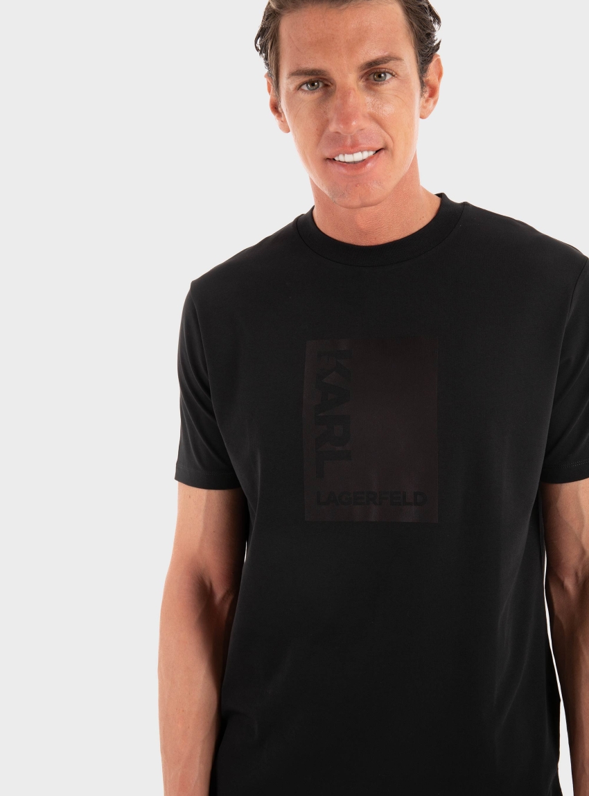Karl Lagerfeld Satin Print T-Shirt - Black