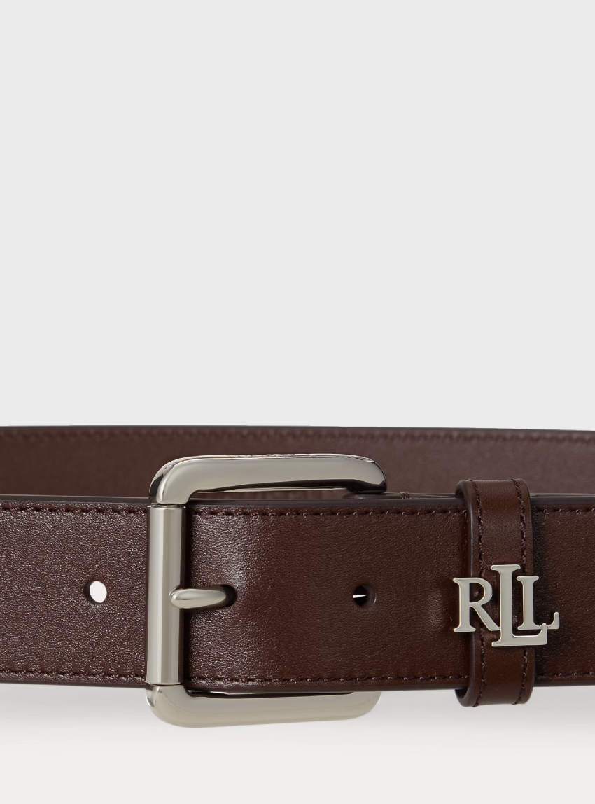 Polo Ralph Lauren Logo-Keeper Leather Belt - Dark Brown