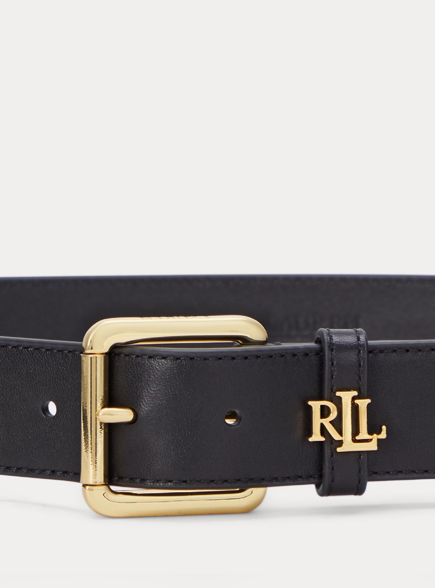 Polo Ralph Lauren Logo-Keeper Leather Belt - Black