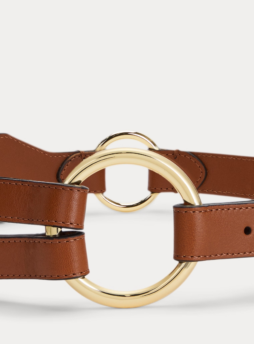 Polo Ralph Lauren Tri-Strap O-Ring Leather Belt - Dark Brown