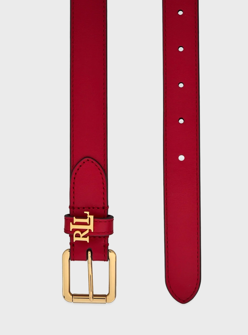 Polo Ralph Lauren Logo-Keeper Leather Belt - Red