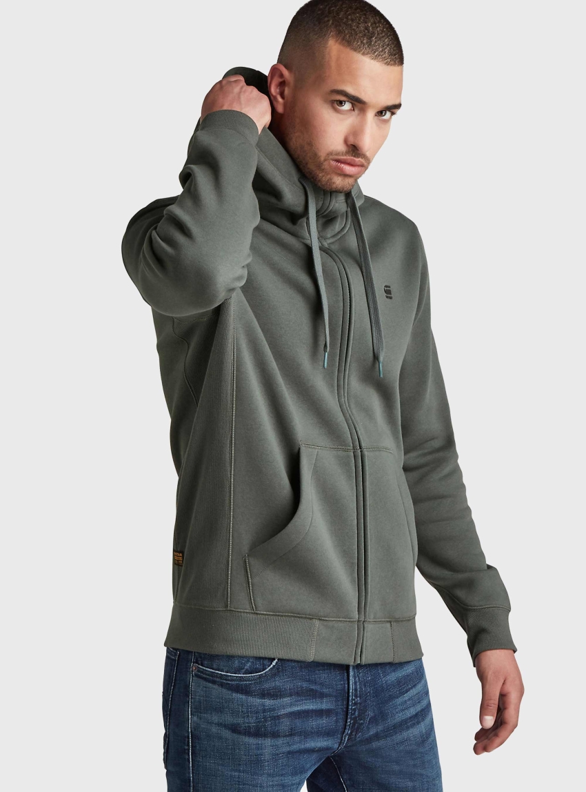 G-Star Premium Core Zip Thru Hoodie - Dark Olive Green