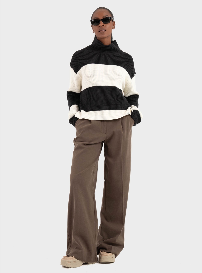 Calvin Klein Chunky Loose High Neck Sweater - Black