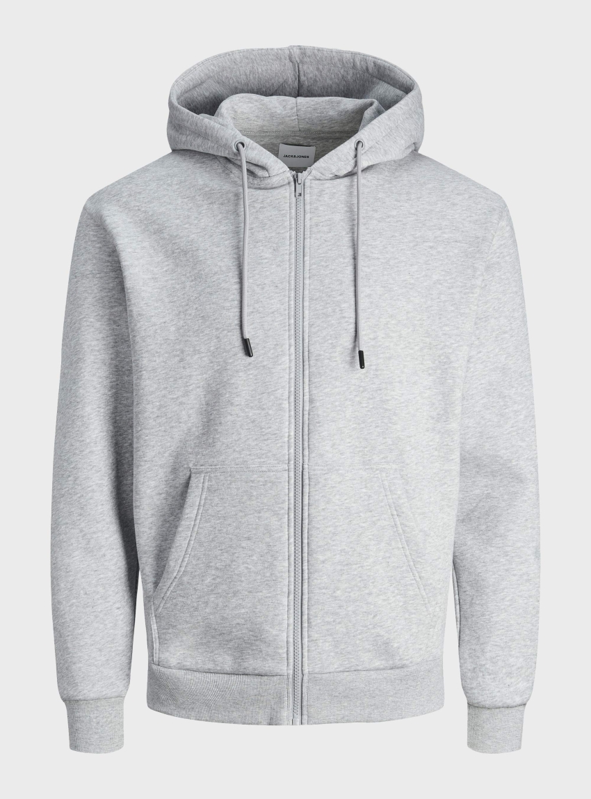Jack & Jones Bradley Sweat Zip Hoodie - Light Grey Melange