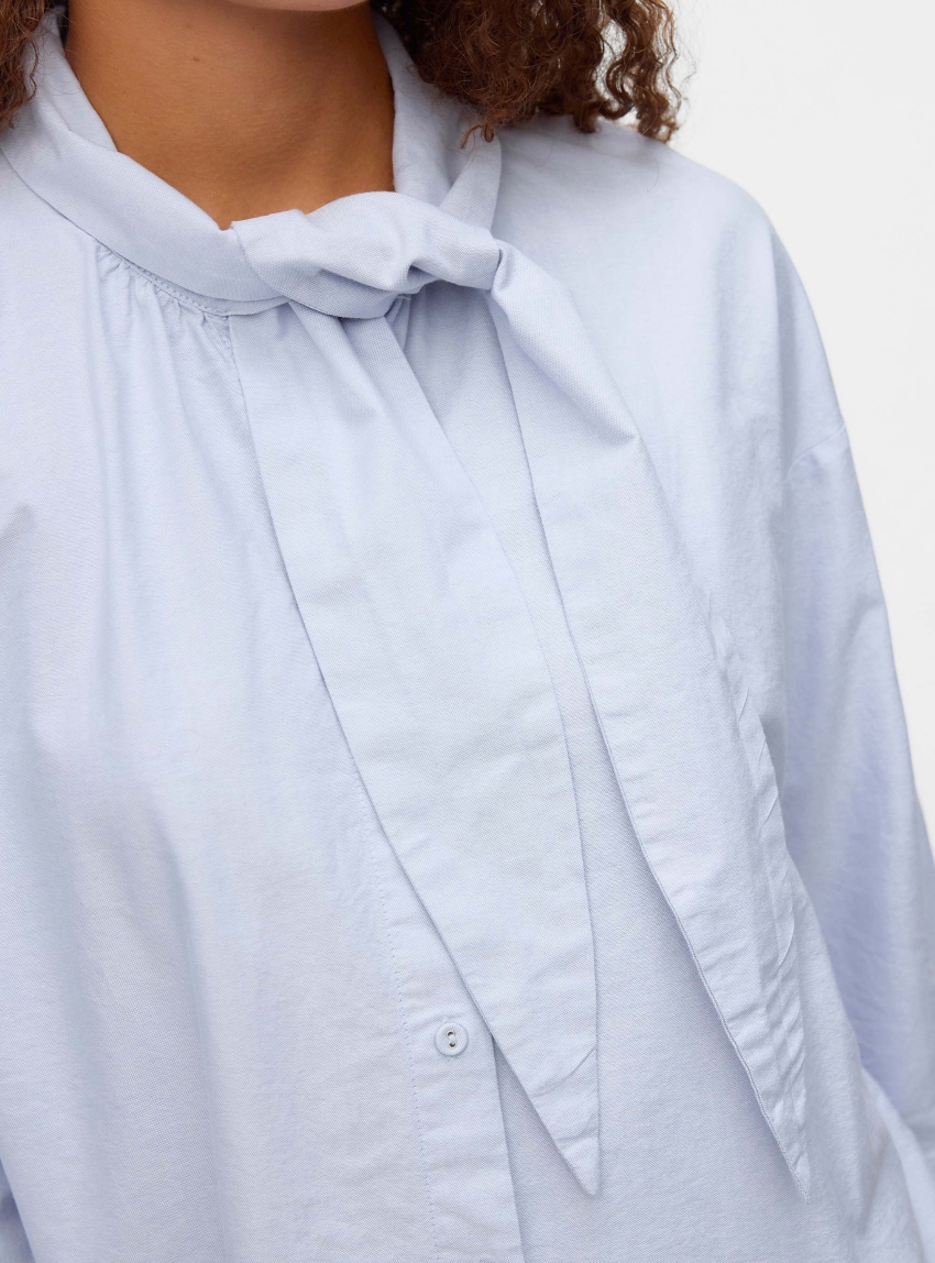 Vero Moda Aware Svala Oxford Bow Shirt - Sky Blue
