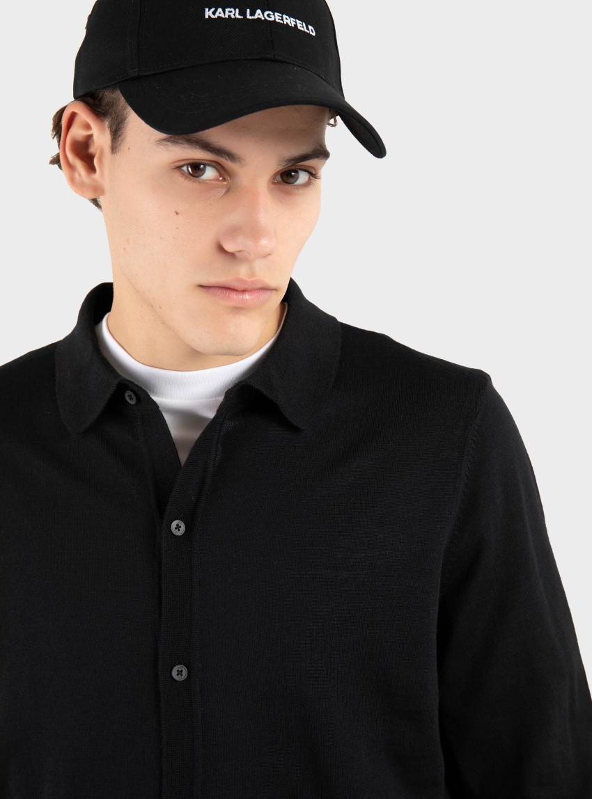 BOSS Cardigan In Virgin Wool Helbert - Black