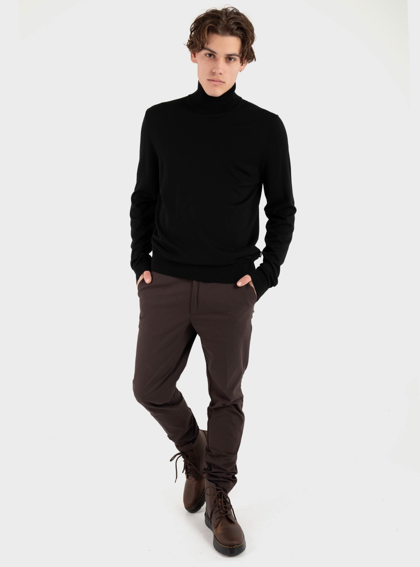 BOSS Regular Fit Knit In Wool And Silk Blend H-Helixon - Black