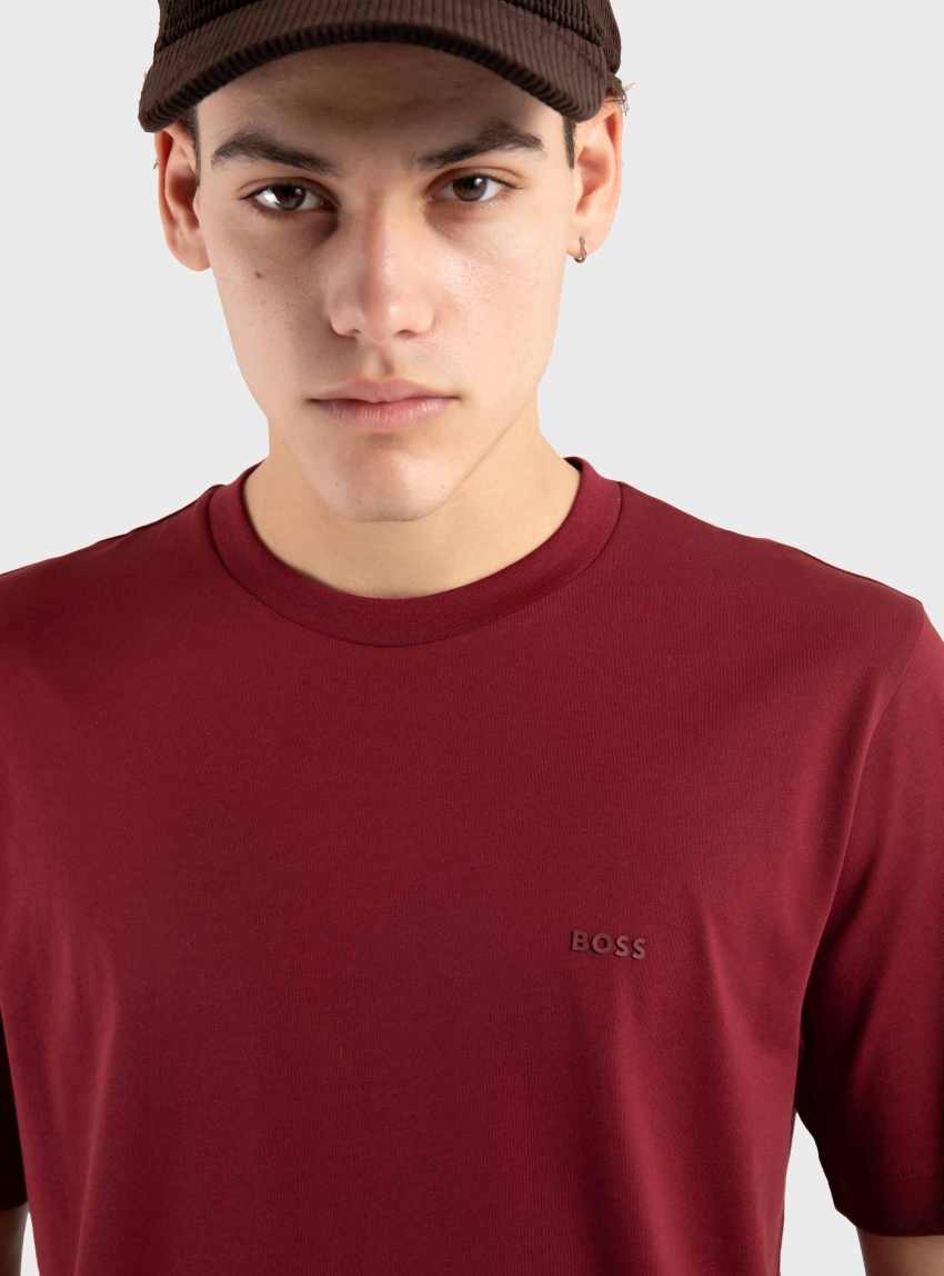 BOSS Regular Fit Logo Detail T-Shirt Thompson 01 - Bordeaux