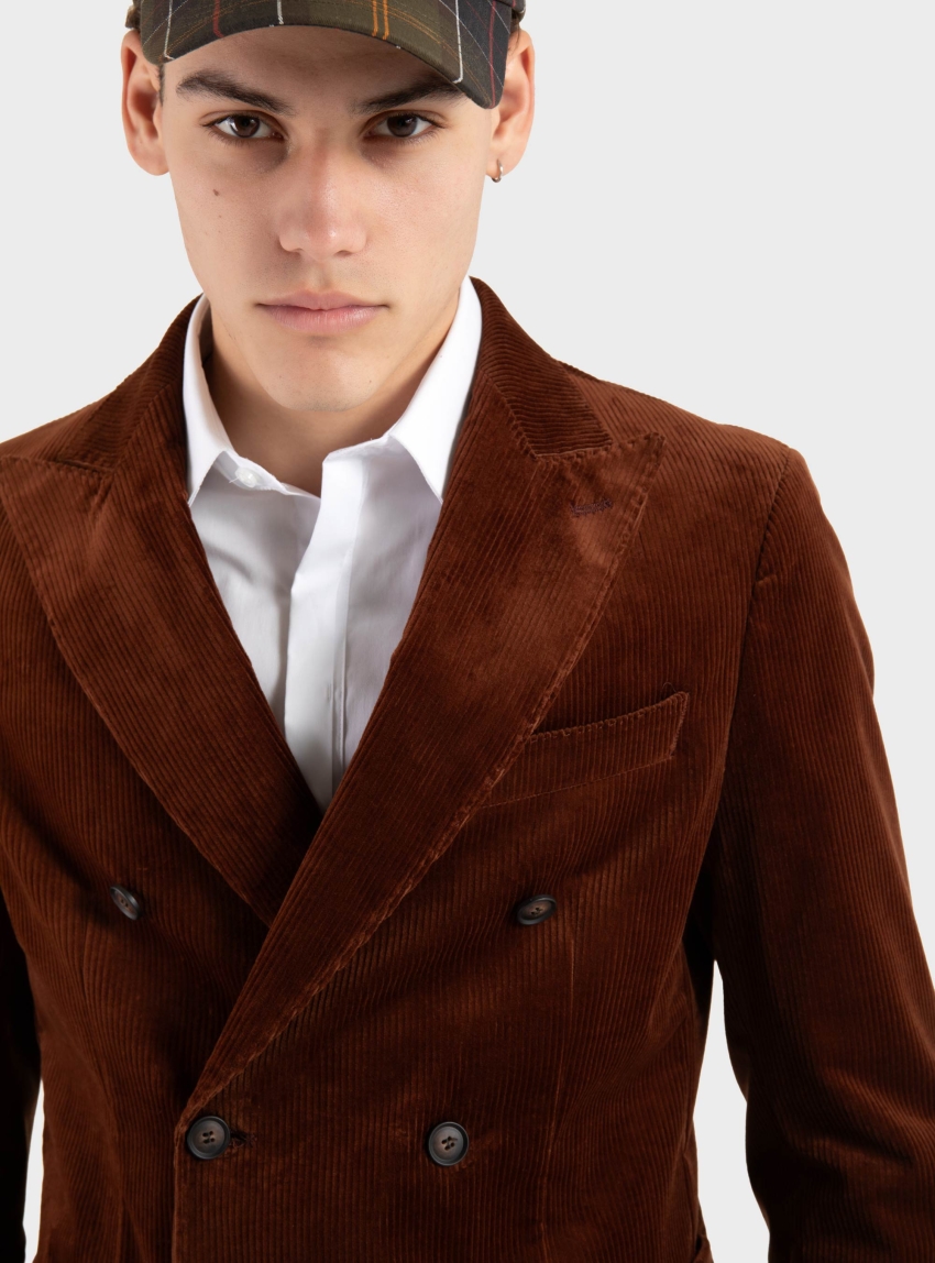 BOSS Slim Fit Double Breasted Blazer C-Hanry-DB-Pk-254 - Rust Brown