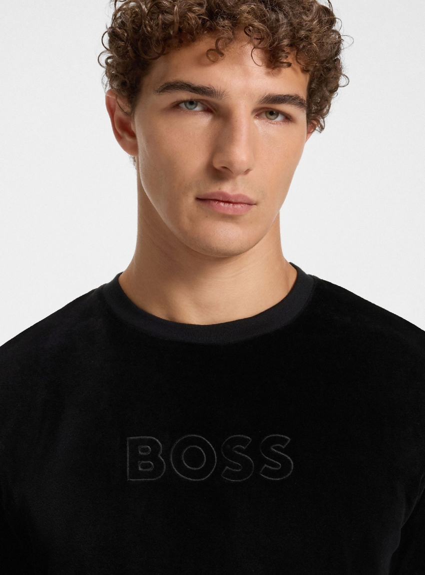 BOSS Lounge Sweatshirt Velour Sweatshirt - Black