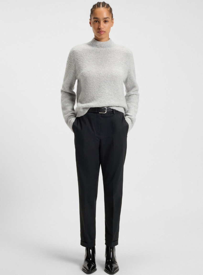 BOSS Regular-Fit Wide-Leg Trousers In Soft Flannel Tiana4 - Grey