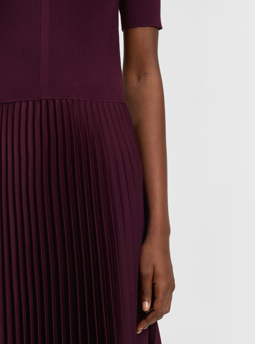 BOSS Mixed-Material Dress With Plissé Skirt Fadridi - Purple