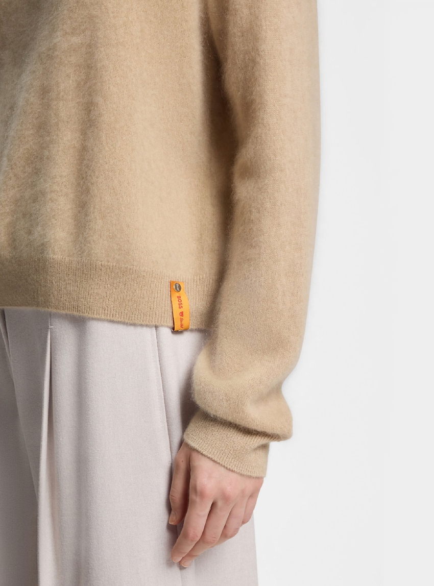 BOSS Cashmere And Wool Knit Feddy - Beige