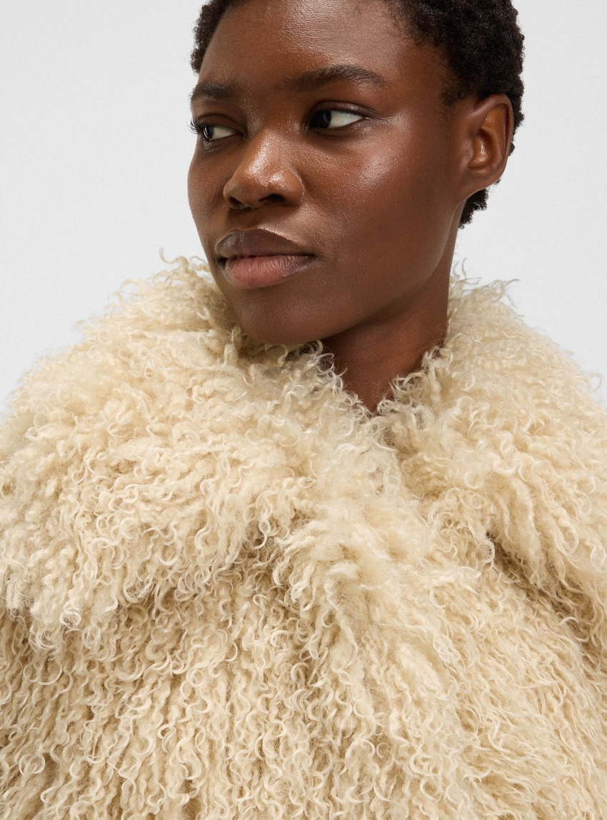 BOSS Faux Fur Jacket C_Cefura - Beige