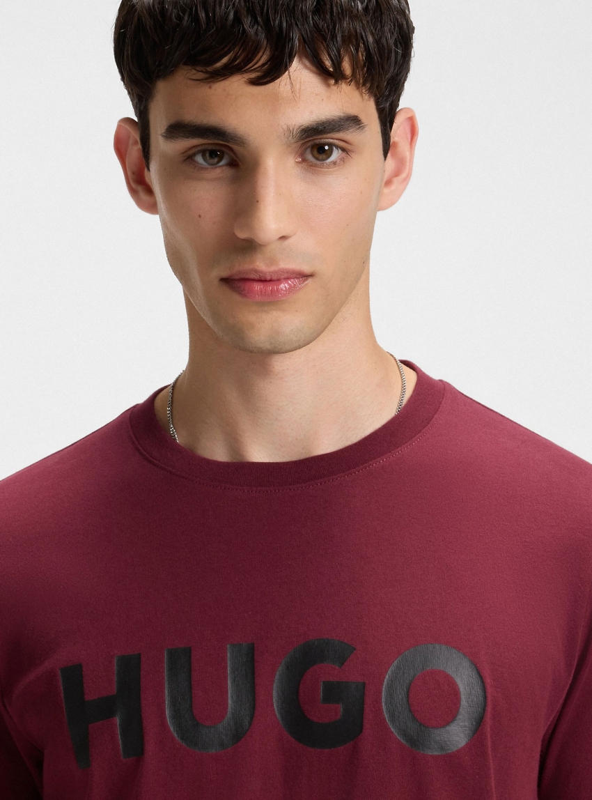 HUGO Regular-Fit T-Shirt In Cotton Jersey With Logo Print Dulivio - Bordeaux
