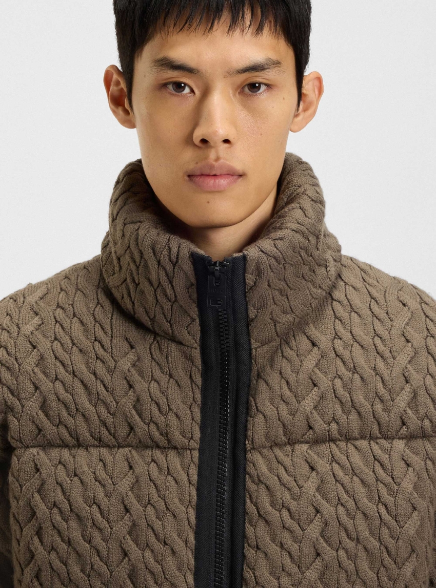 HUGO Puffer Jacket With Cable-Knit Structure Benovo2541 - Grey