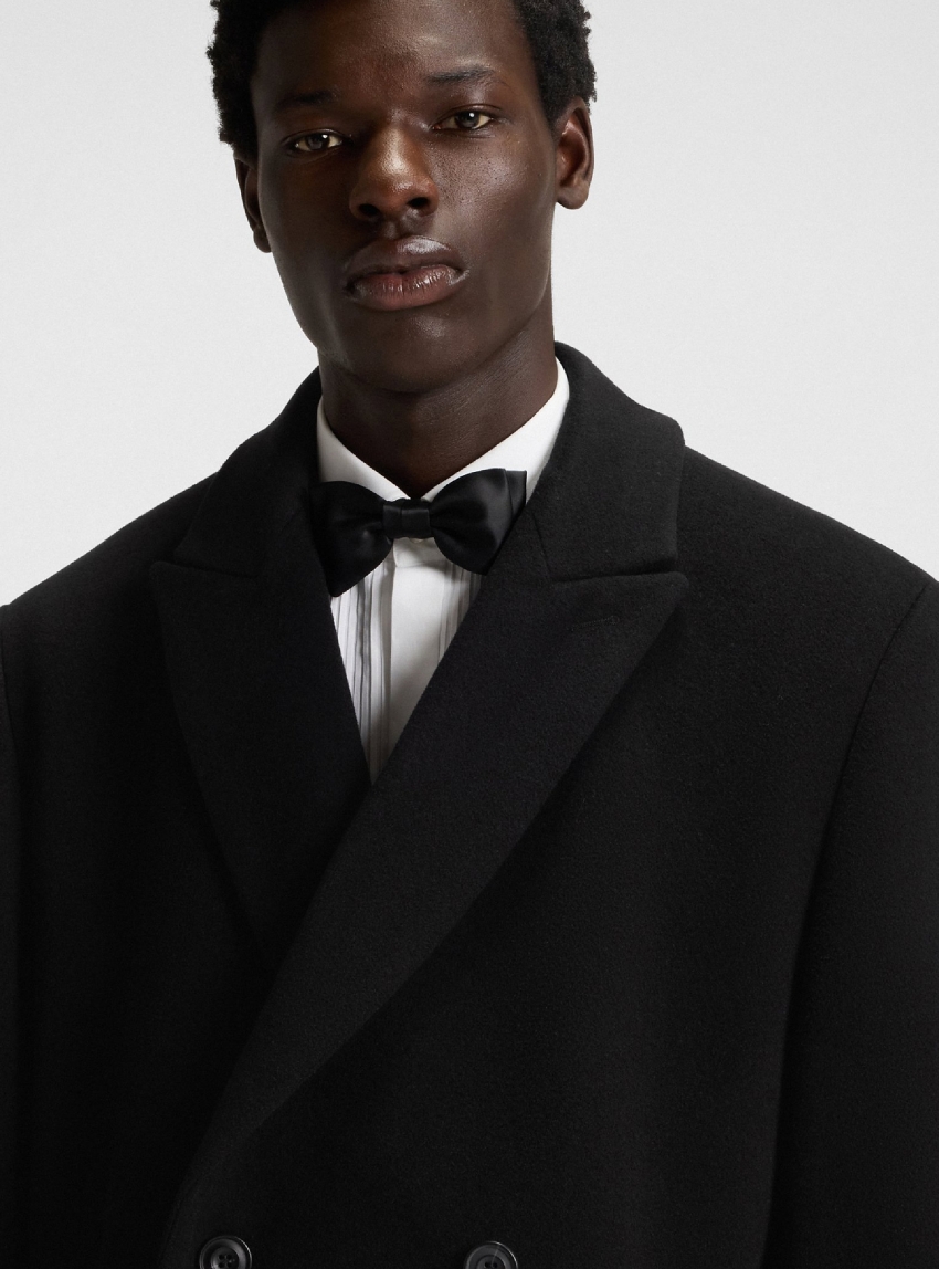 HUGO Wool-Blend Coat With Double-Breasted Closure  Menci2541 - Black