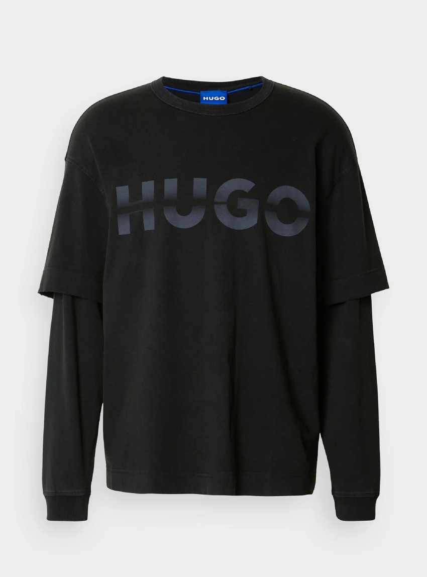 HUGO Loose Fit Long Sleeve T-Shirt Nenzyon - Grey