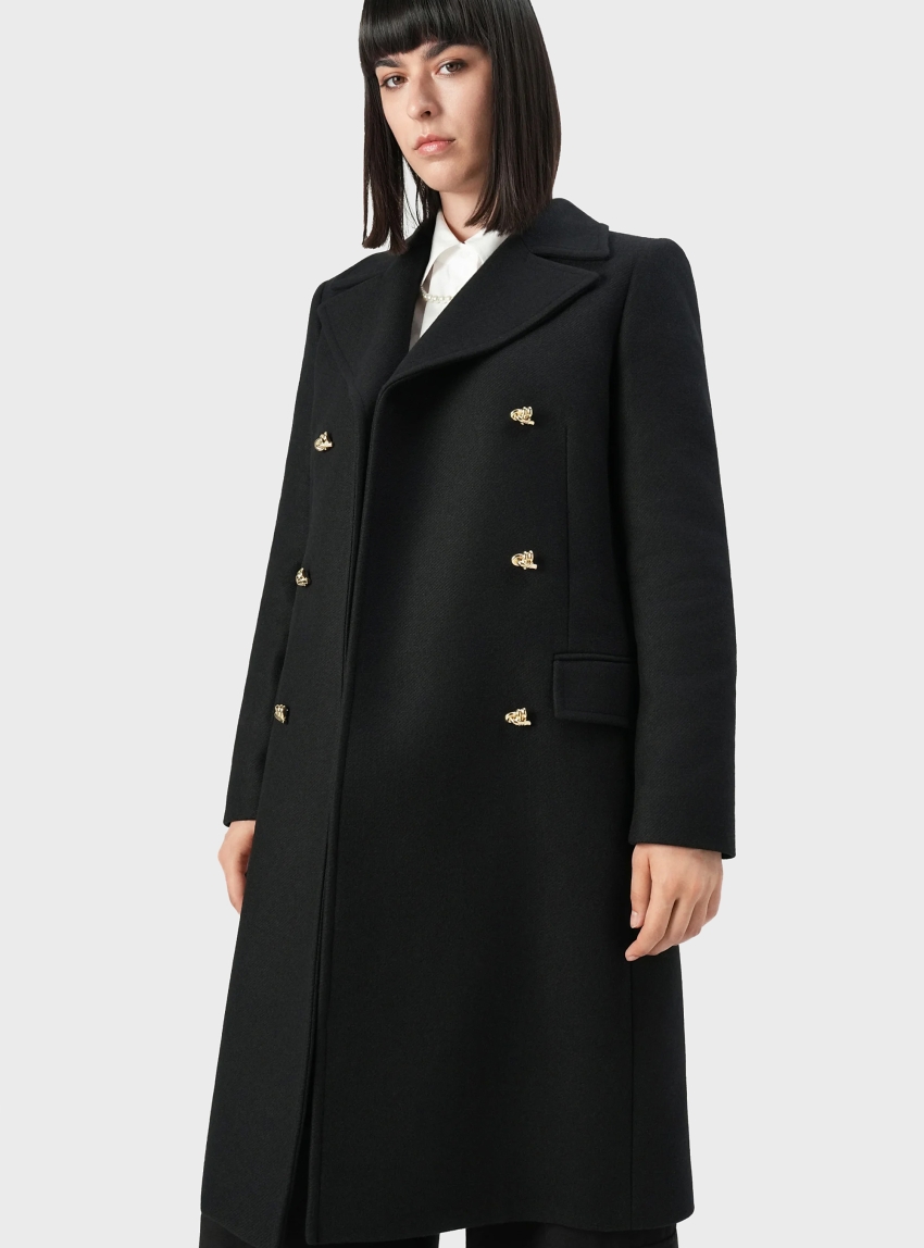 HUGO Relaxed-Fit Double Breasted Coat Marmina - Black