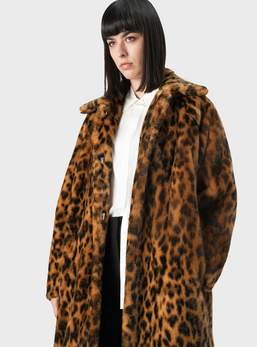 HUGO Faux Fur Coat Mafelda-1 - Leopard Print