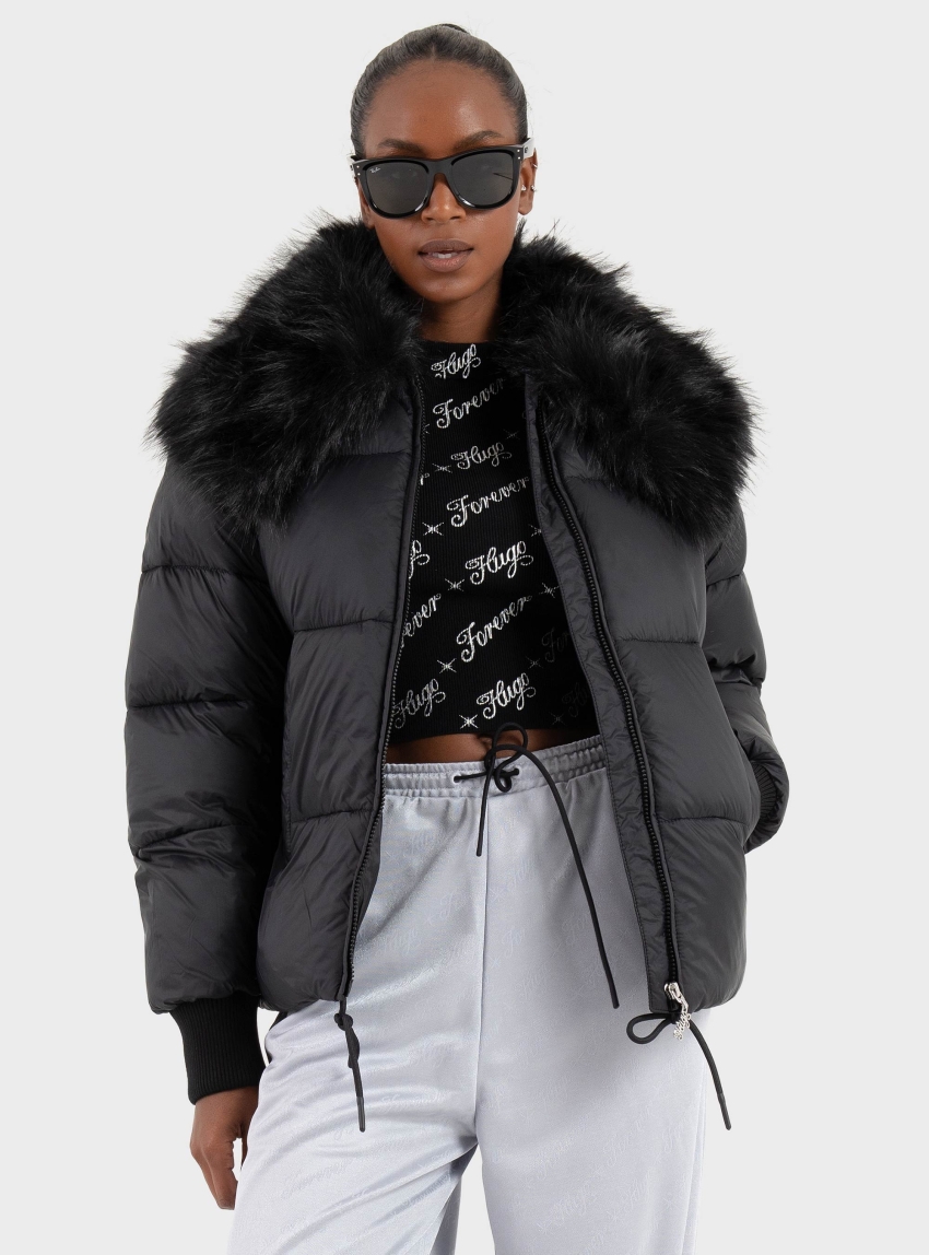 HUGO Faux Leather Jacket Fuji-1_B - Black