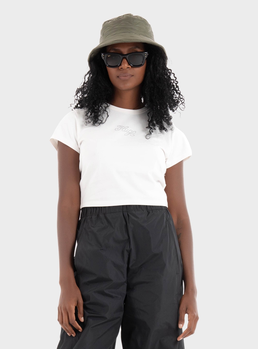 HUGO Extra-Slim-Fit T-Shirt With Rhinestone Logo  Dome_B_1 - White