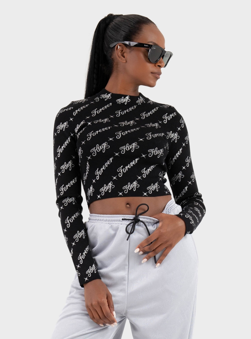 HUGO Slim Fit Knitted Top Soiler_B - Black